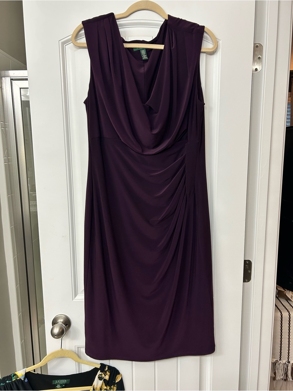 Ralph Lauren Sleeveless Cowl Neck Midi Dress - Plum